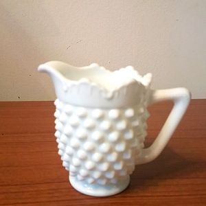 White Hobnail Creamer Pitcher